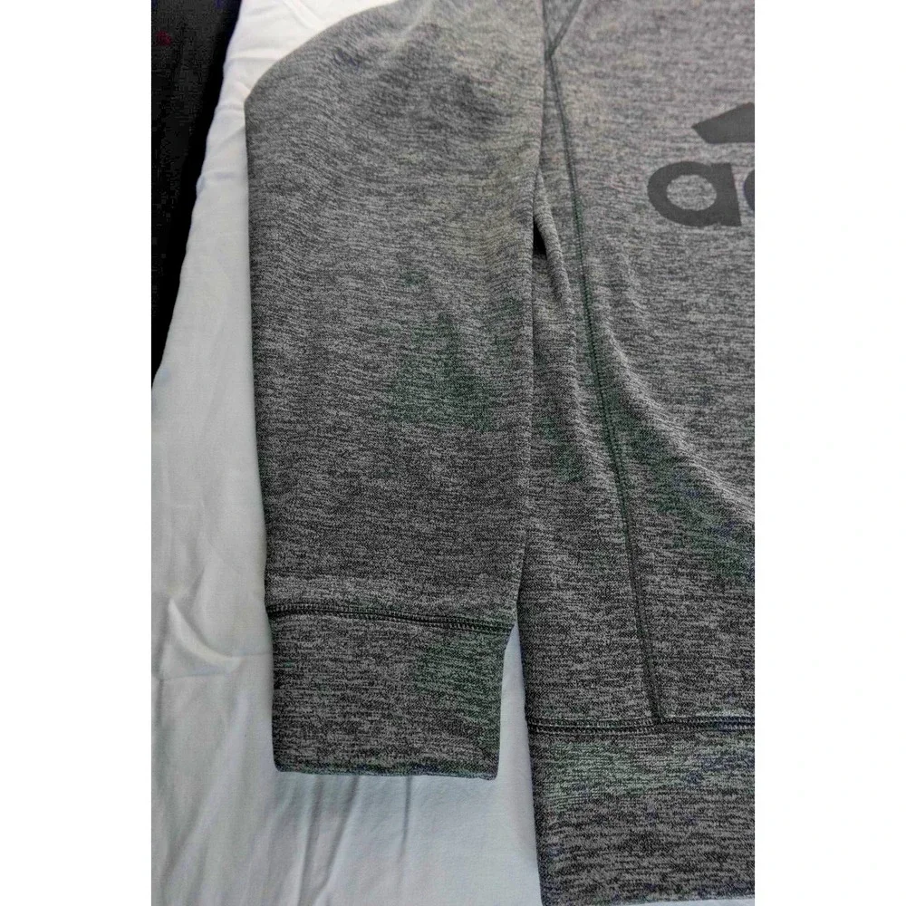 ADIDAS Gray Black Marled Print Climawarm Long Sleeve‎ Sweater Top M Pullover